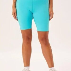 Girlfriend Collective Turquoise Bike Shorts High-Waisted Seamless